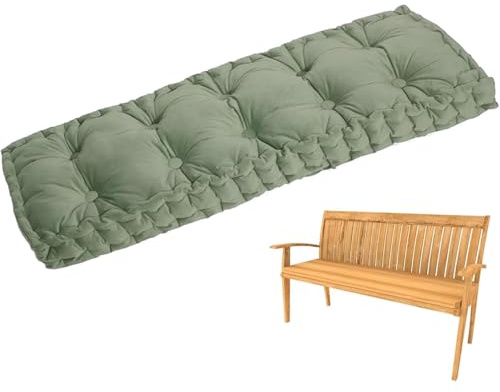 Cojines gruesos de 10 cm para asientos de jardín, exteriores, cojines suaves para interiores y exteriores, color verde hierba, 200 x 40 cm, perfecto para muebles, sofás y sillas