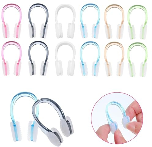 Ji liangli Lot de 12 Pinces-Nez de Natation,Silicone coloré,antidérapant,réutilisables avec boîte de Rangement,Protection Nez pour la plongée, Convient aux Adultes,débutants et apnéistes