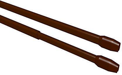 Flairdeco Vitragestangen mit Schraubhaken, Scheibenstangen oval, Metall-Kunststoff, Braun, ausziehbar 60-100 cm, 4 Stück