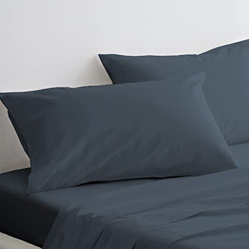 Pizuna Luxuriöser Soft-Satin 2er Pack Kissenbezug 40x80 cm Dunkel Blau, 800 Fadenzahl Baumwolle Quadratisch Kissenbezüge, 100% Langstapel Baumwolle Kissenbezug Dunkel Blau,40x80 cm