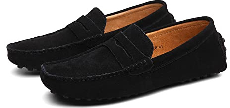 LZQpearl Mocasines Penny para Hombre, Zapatos Planos De Moda De Cuero De Gamuza para Hombre, Pantuflas De Mocasín Informales para Cubierta De Barco para Adultos Y Adolescentes Unisex