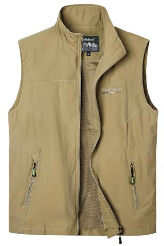 Oralidera Homme Gilet de Plein Air Photographier Veste de Loisirs Veste de Sport De Voyage Gilet de Pêche Extérieur Veste Sans Manche, Kaki, XXL