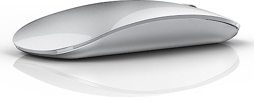 Uiosmuph U30 Mouse Wireless Bluetooth, Ricaricabile Mouse Wireless (BT5.1+ BT5.1+ USB) Silenzioso Mouse Senza Fili per Laptop/MacBook/Android/PC/Mac, Argento