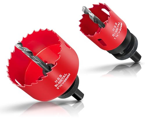 HYCHIKA Scie Cloche Bi-métal, 2PCS Coffret de Scie Trépan 68mm 40mm, Profondeur de Coupe: 32 mm, Parfaite pour Percer Le Bois, Les Panneaux PVC et Le Métal