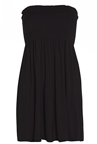VEARZ® Womens Bandeau Sheering Short Dress Strapless Boob Tube Gather Elasticated Bust Top | Ladies Summer Casual Mini Beach Cover Up Boobtube Tops Plus Size S-XL