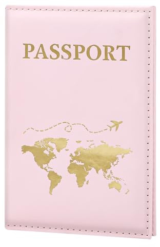 ILIYAH Passport Cover UK Waterproof Passport Holder Travel Accessories Passport Protector Women PU Leather Passport Holders (Pink)