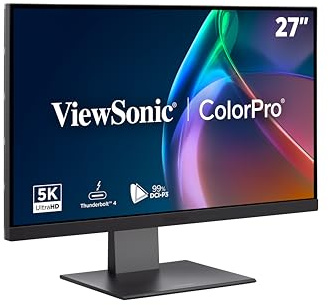 ViewSonic VP2788-5K Monitor 5K 27 zoll 5120x2880, Professioneller Monitor für MacBook, 100W Thunderbolt 4, ΔE＜2, 99% DCI-P3, 218 PPI, HDR 400, Verstellbarer Ständer, Pantone-validiert, USB-C, HDMI, DP
