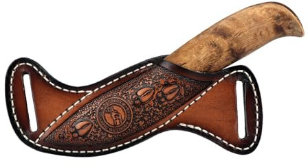 TOURBON Fourreau en cuir pour couteaux à lame fixe pour la ceinture, porte-couteau EDC, cadeau artisanal pour hommes