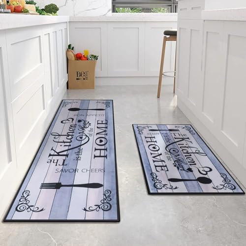 Fecialy Alfombra de Cocina Boho 2 Piezas, Alfombrillas de Cocina Lavables para Suelo, Suaves Alfombrillas de Cocina Antideslizantes para Lavadero y Pasillo