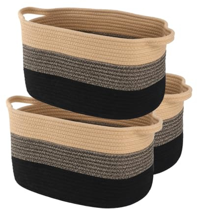 AOFANGSHIYE3 cesti di stoccaggio, corda di cotone per bambini cesto regalo, giocattoli per bambini cesto di stoccaggio(nero)