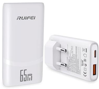 65W USB-C-laddare, 2-portars multi-GaN snabbladdare, ultratunn, snabbladdare kompatibel med MacBook Pro/Air, mobiltelefoner, iPads, iPhones, Samsung Galaxy