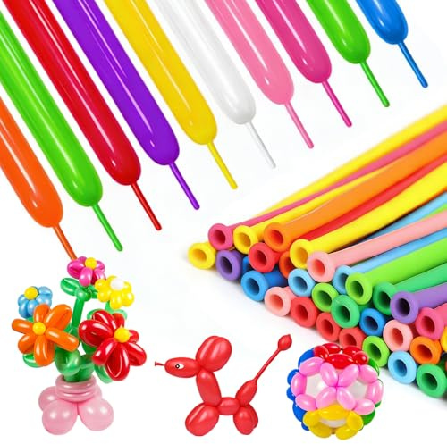 Wanheart 100 palloncini lunghi 260Q, palloncini modellabili per forme di animali, decorazioni per compleanni, matrimoni, Natale, feste