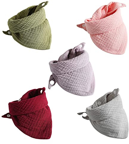 5 baberos de algodón ajustables de color sólido para recién nacidos, toalla de saliva absorbente, paño para eructo infantil, toalla triangular, paño para eructo para bebé niño bosque