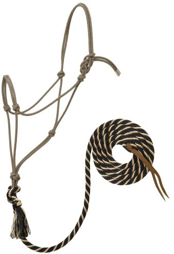 Weaver Leather Silvertip No. 95 Rope Halter with 10' Lead, Average, Black/Tan