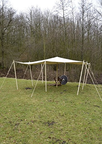 Battle-Merchant Hochwertige reißfeste Lagerplane/Sonnensegel mit Schlaufen, 250g/m², naturfarben Zeltplane LARP Verschiedene Größen (Größe 4 x 5 m)