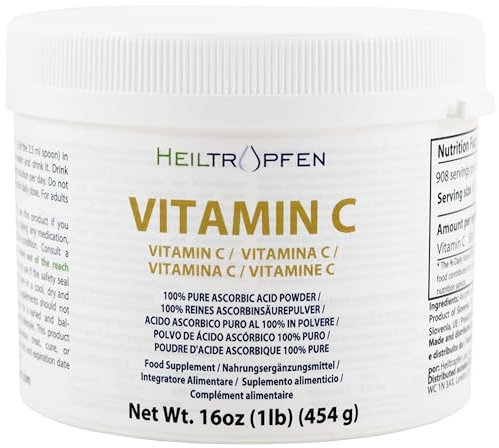 Acido ascorbico puro polvere cristallina fine 454 g - 1 lb | vitamina C | Ingrediente di grado farmaceutico | Heiltropfen®