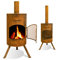 BonFeu BonTon 50 Rost - Terrassenofen - Feuerstelle mit Funkenschutz für entspannte Abende - Feuersäule Outdoor - Terrassenkamin mit Grillrost - Gartenofen aus Cortenstahl - 50x50x172cm