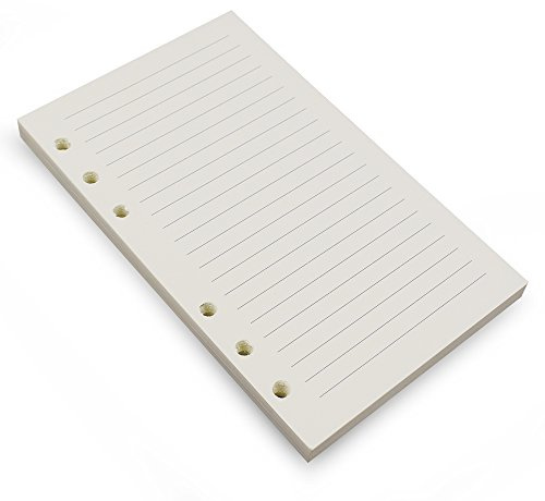 6-Ring A6 Binder/Planner Refill Paper, 6 Hole,6 3/4 x 4 1/8 Inches Refillable White Paper for Loose Leaf Binder Notebook Diary Traveler Journal Inserts, 80 Sheets/160 Pages,Lined