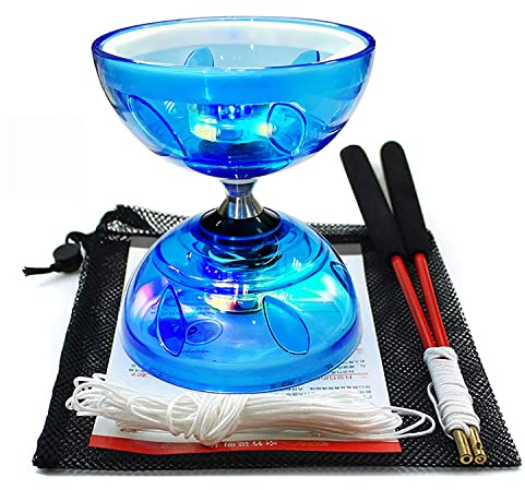 Diabolo Chinese Yoyo Set ,Triple Bearing Diabolo Chinese Yo-yos Juggling Toys Colorful LED Diabolo with Diablo Sticks, Diabolo String&Net Bag, Easier Start/ Faster/ Stable&Lasts Longer (LED)
