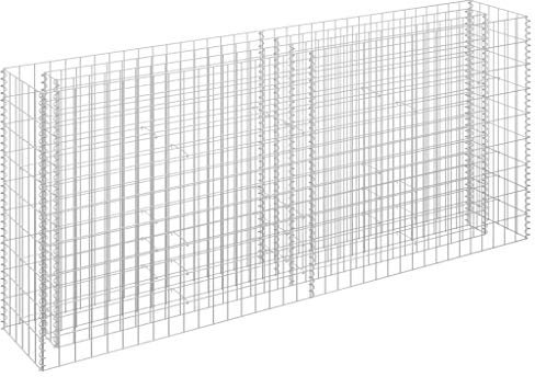 Festnight Gabionen planteringskärl hög beet stenabioner vägg mur blomkruka trådkorg växtlåda gaffon korg galvaniserat stål 180 × 30 × 90 cm