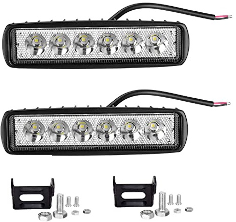 PICAA Mini Arbetsstrålkastare Led Off Road, 6 tum 18 W 12 V 24 V, Dimljus för Bil Off Road 4 x 4 Traktor SUV ATV Lastbil, Spot Vit Ljusstråle 6000K