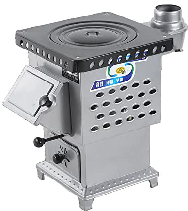 YYUINU 10KW Cast Iron Smokeless Wood Burning Stove, Heating/cooking Pellet Stove Heater, Energy-saving Gasification Secondary Combustion Inner Tank,Silver