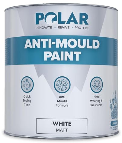 Polar Anti Mould Paint - Brilliant White Matt Finish - 500ml - Prevent & Control Mould On Internal Walls & Ceilings - Easy To Apply