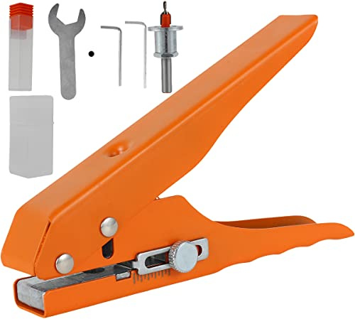 Single Hole Punch, Heavy Duty Hole Puncher, Handheld Paper Hole Puncher, Edge Banding Punching Pliers Punching Tool with Limit Taper Drill＆Taper Drill for Paper Cards, Hard Film, Thin Wood