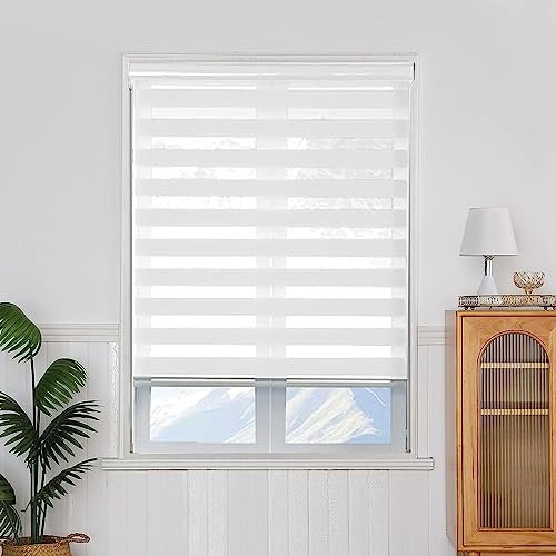 Doppelrollo Klemmfix Verdunkelung 45 x 300 cm Hitzeschutz Energiesparend Tag und Nacht Duo Rollo inkl. Zubehör für Wohnzimmer Küche Büro, Weiß