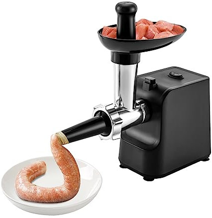 Picadora de carne, 1000 W, eléctrica, con 3 discos perforados de acero inoxidable, tapón, kit de kebbe, máquina de carne picada, máquina de embutido, multiprocesador de alimentos para carne de vacuno,