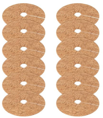 YiliYa 12 pièces Tapis de Coco Plantes, 20cm Disque de Protection Plante, Tapis de Noix de Coco Disque paillis Pot Tapis de Protection des Plantes, Anneau pour Protection des Racines