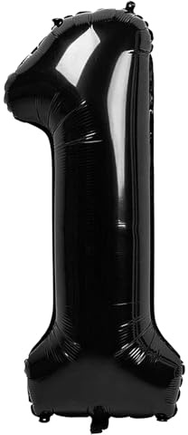 Ponmoo 40 Zoll Foil Luftballon Zahl 1 Schwarz (101cm), Aufblasbares Helium oder Luft, Riesige Folienballons Nummer 0-9, Große Ballons für Hochzeitstag und Geburtstagsparty Ballon Dekoration