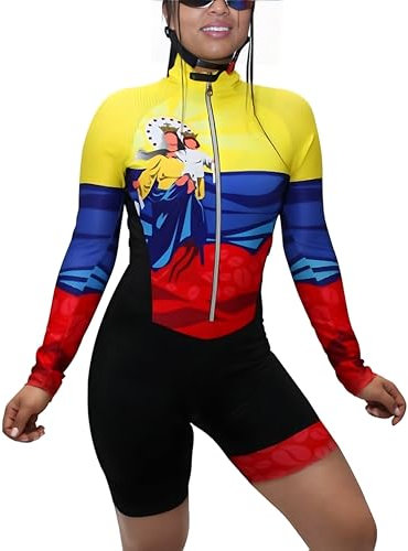 Langärmeliger Triathlon-Anzug für Damen, Radfahren, Skinsuits, Strampler, Jumpsuit, Triathlon-Kits, XS-3XL, Mehrfarbig 10, XL