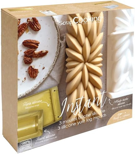 ScrapCooking – Backformen-Set für Weihnachtskuchen Instant – Silikonform mit Einsatz, Backmatte und Rezept für Backwaren – weiche Rinne zum Backen – 1940, Sofortig