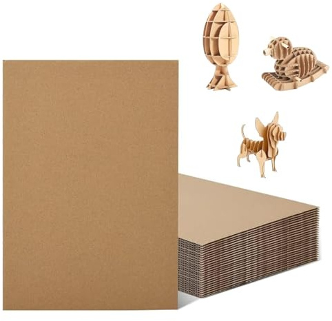 20 fogli di cartone ondulato formato A4, carta kraft spessa grande, A4 (210 x 300 mm), per pittura, modellazione, arte, artigianato, fai da te, imballaggi