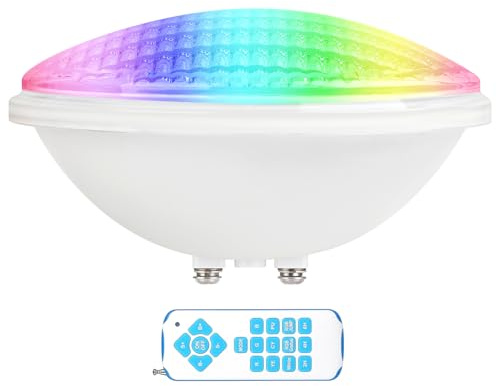 KWODE RGB Poolbeleuchtung, 54 W PAR56 Pooscheinwerfer Timing 2/4/6H con telecomando, lampada da piscina IP68 impermeabile, 12 V AC/DC