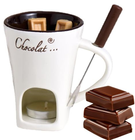 Personlig chokladfonduemugg – 130 ml personlig chokladfonduemugg – multifunktionell smörvärmare med fonduegaffel, kreativ smältkopp för picknick