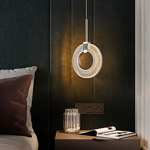 Chandelier, Luces Colgantes de LED círculo luminaria de suspensión de Aluminio con Sombra acrílica de Techo Colgante Ajustable Accesorio de Techo de lámpara de Metal escaleras de iluminación Moderna