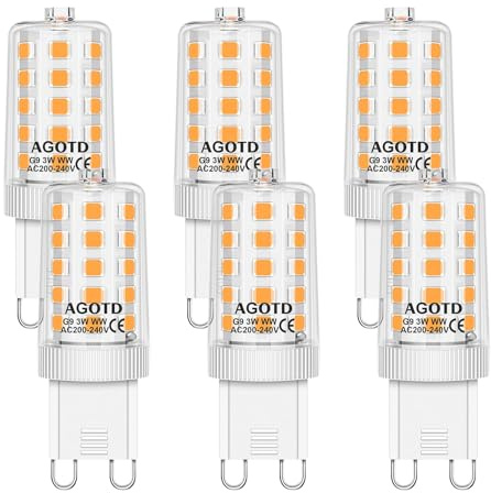 AGOTD G9 LED caldo 3000K lampadina LED 3W equiv 30W 40W alogena risparmio energetico G9 no scintillio non dimmerabile 6 pezzi