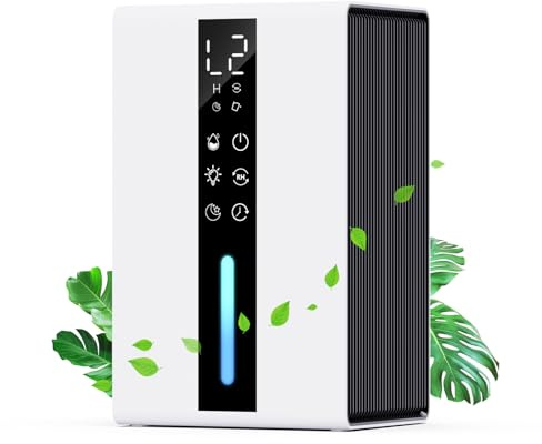 Dehumidifiers for Home, 1800ML Water Tank, Dehumidifier for Bedroom Bathroom Small Room with Quiet, 48H Timer, Auto Shut Off, Sleep Mode, 7 Colors Light