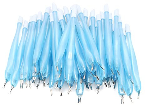 ZJchao Spingipelle per Unghie 50 Pezzi, Rifinitore a Forma di V in Acciaio Inossidabile con Doppia Punta per la Rimozione della Pelle Morta, con Manico in Plastica e Parte Superiore