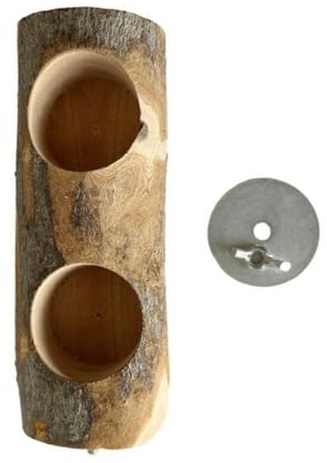 BESTOMZ Comedero para Loros de Madera de Manzano, Soporte Fijo Tornillo Grande, Cuenco Grande para Alimentación de Aves, Accesorio para Jaulas, Adecuado para Cacatúas y Periquitos