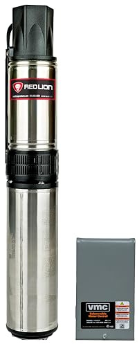 Red Lion RL22G10-3W2V 4-inch Submersible Deep Well Pump with Control Box, 1 HP, 22 GPM, 3-Wire, 230-Volt, Steel, 14942409