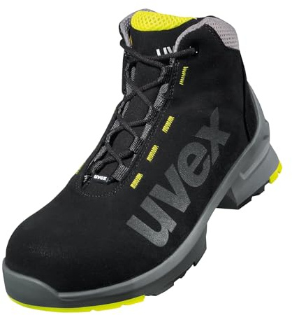 Uvex 1 lace-up boot, safety shoes S2 SRC, work shoes for men & women, black/lime, size 6
