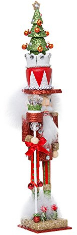 Kurt Adler Hollywood Tree Hat Nutracker, 15-Inch, Red and Green