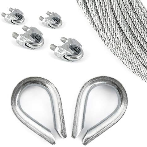 100 m draglina set 6 mm 6 x 19 + FC + 4 st. slingor 6 mm DIN 741 + 2 x kåpa 6 mm förzinkat stålrep skogsrep rep tråd stål för trådrep linlås rep med ögla trådrep trådrep trådrep trådrep tråd rep Klämma anslagsrep