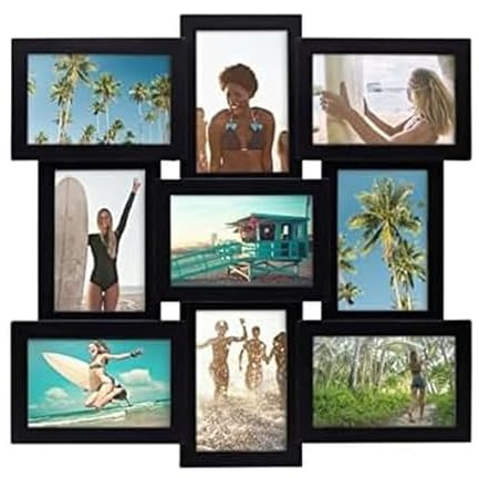 MELANNCO 5184034 9-Opening Puzzle Collage Picture Frame, Black