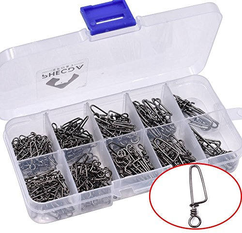 Phad Fishing 180Pcs Agrafe Coastlock de Pêche en INOX Taille 0# à 4# - Matériels de Bas de Ligne, Connecteur pour Eau Douce ou Salée