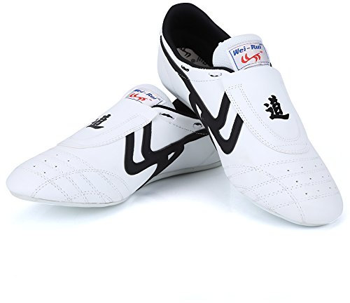 Alomejor Taekwondo Schuhe Kampfkunst Sneaker Boxen Karate Kung Fu Tai Chi Schuhe Schwarze Streifen Turnschuhe leichte Schuhe(37)