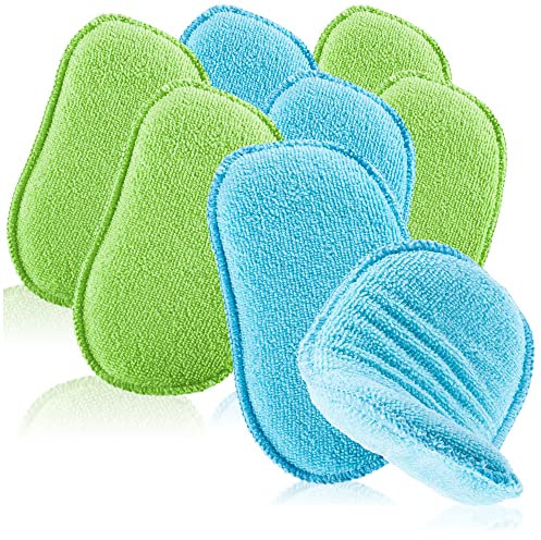 COM-FOUR® 8X Mikrofaser Autoschwamm - Top Autopflege mit saugstarkem Waschschwamm - Autowäsche mit wiederverwendbarem Polierschwamm (8 Stück - blau/grün)